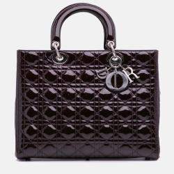 Pre Owned Dior Purple Large Patent Cannage Lady Dior