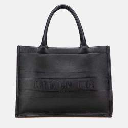 Dior Black Medium Embossed Leather Book Tote