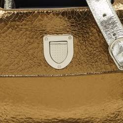 Pre Owned Dior Tricolor Crinkled Leather Medium Diorever Top Handle Bag