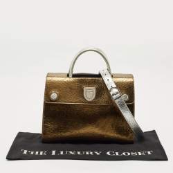 Pre Owned Dior Tricolor Crinkled Leather Medium Diorever Top Handle Bag