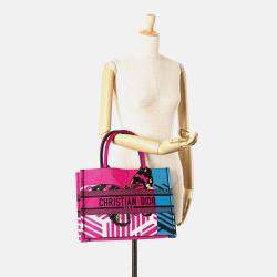 Dior Multicolor Medium Embroidered Canvas Butterfly D Jungle Pop Book Tote