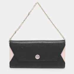 Dior Black/Pink Leather Addict Rendez-Vous Clutch Bag