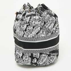 Pre Owned Dior Black/White Plan De Paris Nylon Diortravel Pouch