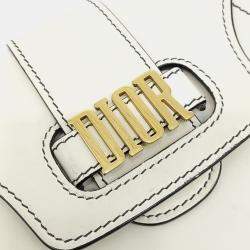 Pre Owned Dior White Leather Defense Saddle Bag