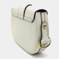Pre Owned Dior White Leather Defense Saddle Bag