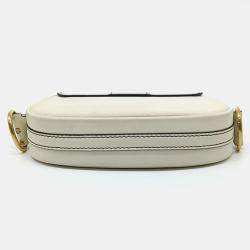 Pre Owned Dior White Leather Defense Saddle Bag