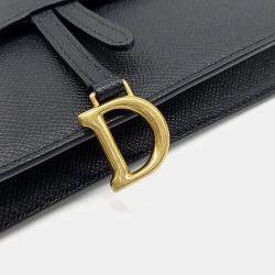 Pre Owned Dior Black Leather Saddle Chain Crossbody Bag