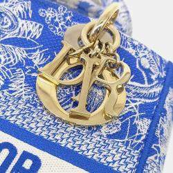 Pre Owned Dior Blue White Fabric D-LITE Lady Bag Medium