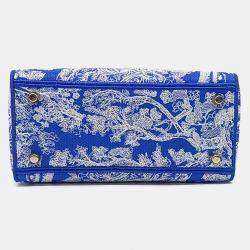 Pre Owned Dior Blue White Fabric D-LITE Lady Bag Medium