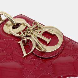 Pre Owned Dior Red Patent Leather Lady Mini Bag