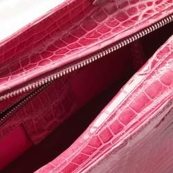 مملوكة مسبقًا حقيبة يد توتس ديور ليدي ديور جلد تمساح فوشيا لامع كبيرة