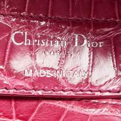 مملوكة مسبقًا حقيبة يد تو تس ديور ليدي ديور جلد تمساح فوشيا لامع كبيرة