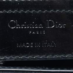 Pre Owned Dior Black Cannage Patent Leather Medium Lady Dior Tote