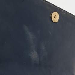 Pre Owned Dior Navy Blue Cannage Patent Leather Lady Dior Chain Clutch