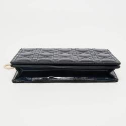 Pre Owned Dior Navy Blue Cannage Patent Leather Lady Dior Chain Clutch