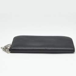 Pre Owned Dior Black Leather Diorissimo Voyageur Zip Around Wallet