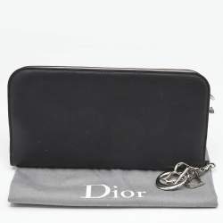 Pre Owned Dior Black Leather Diorissimo Voyageur Zip Around Wallet