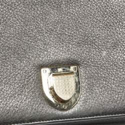 Pre Owned Dior Metallic Grey Leather Medium Diorama Flap Bag