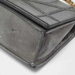 Pre Owned Dior Metallic Grey Leather Medium Diorama Flap Bag