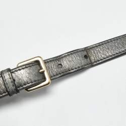 Pre Owned Dior Metallic Grey Leather Medium Diorama Flap Bag