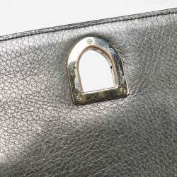 Pre Owned Dior Metallic Grey Leather Medium Diorama Flap Bag