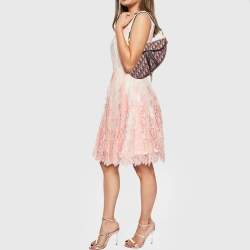 Pre Owned Dior Burgundy Oblique Canvas and Leather Saddle Bag