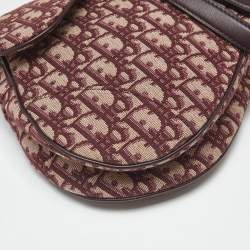 Pre Owned Dior Burgundy Oblique Canvas and Leather Saddle Bag