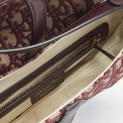Pre Owned Dior Burgundy Oblique Canvas and Leather Saddle Bag