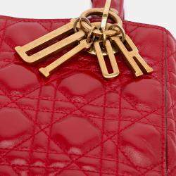 Pre Owned Dior Red Small Calfskin Cannage My ABCDior Lady Dior