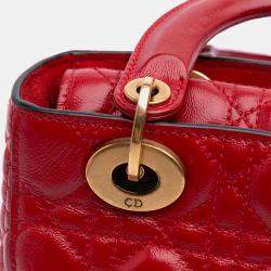 Pre Owned Dior Red Small Calfskin Cannage My ABCDior Lady Dior