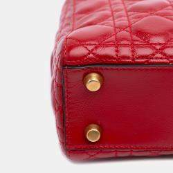 Pre Owned Dior Red Small Calfskin Cannage My ABCDior Lady Dior