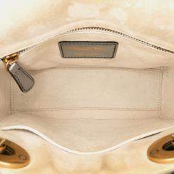 Pre Owned Dior Silver Mini Metallic Glazed Calfskin Lady Dior