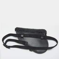 Pre Owned Dior Black Woven Leather Saddle Belt Bag