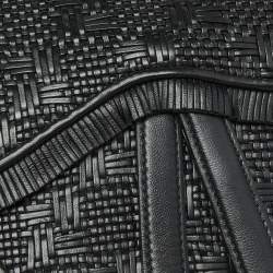 Pre Owned Dior Black Woven Leather Saddle Belt Bag
