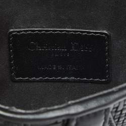 Pre Owned Dior Black Woven Leather Saddle Belt Bag