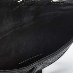 Pre Owned Dior Black Woven Leather Saddle Belt Bag