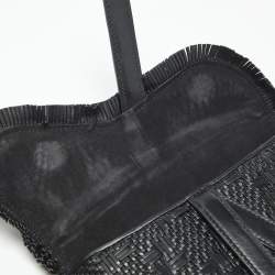 Pre Owned Dior Black Woven Leather Saddle Belt Bag