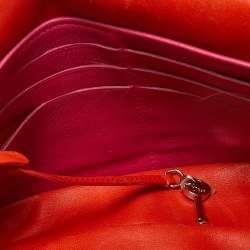 Pre Owned Dior Orange Cannage Leather Small Miss Dior Flap Bag