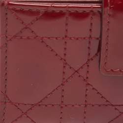 Pre Owned Dior Red Cannage Patent Leather Lady Dior 5 Gusset Card Holder