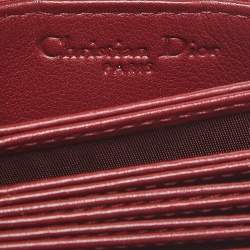 Pre Owned Dior Red Cannage Patent Leather Lady Dior 5 Gusset Card Holder