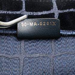Pre Owned Dior Navy Blue Large Velvet Embossed Book Tote