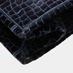 Pre Owned Dior Navy Blue Large Velvet Embossed Book Tote