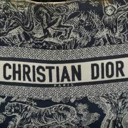 Pre Owned Dior Blue/Beige Embroidered Toile de Jouy Canvas Medium Book Tote 