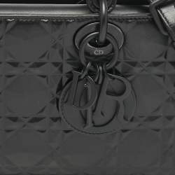 Pre Owned Dior Black Diamond Cannage Leather Medium Lady D-Joy Tote