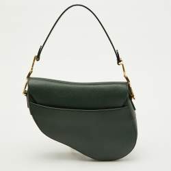 Pre Owned Dior Green Leather Saddle Bag