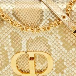 Pre Owned Dior Gold/Beige Python Medium Caro Shoulder Bag