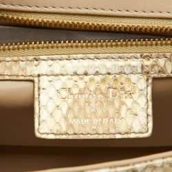 Pre Owned Dior Gold/Beige Python Medium Caro Shoulder Bag