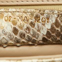 Pre Owned Dior Gold/Beige Python Medium Caro Shoulder Bag