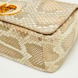 Pre Owned Dior Gold/Beige Python Medium Caro Shoulder Bag