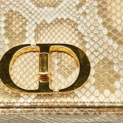 Pre Owned Dior Gold/Beige Python Medium Caro Shoulder Bag